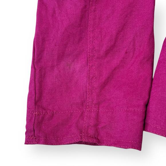 Hot Cotton Magenta Pink Linen Button Front Jacket Blazer Womens Size M Pockets - Picture 7 of 9